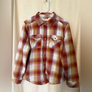 Pacific Trail Flannel Jacket, Women’s Size Large Red Pink and White Plaid Coat